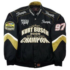 NASCAR Vintage Racing Jacket Kurt Busch 97 Cup Champion 2004 JH Design Y2K XL